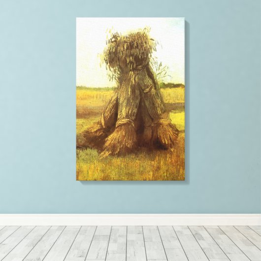 Vincent van Gogh - Schoven Tarwe Canvas Afdruk (Insitu (Houten vloer))