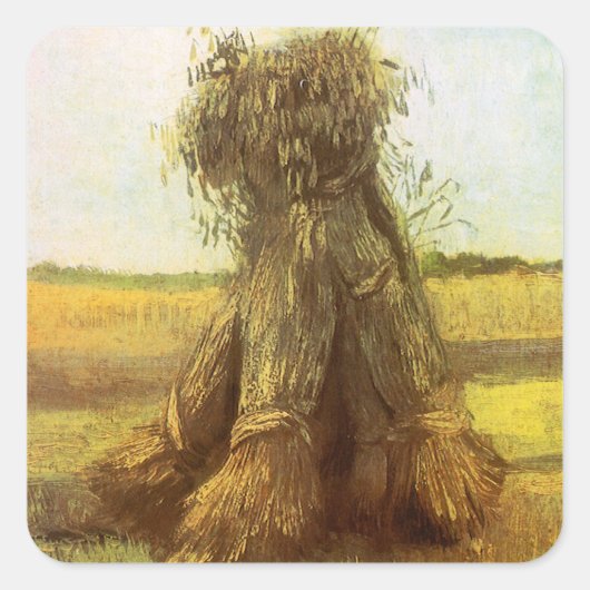 Vincent van Gogh - Schoven Tarwe Vierkante Sticker (Voorkant)