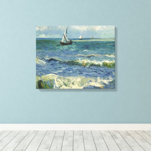 Vincent van Gogh - Seascape bij Les Saintes Canvas Afdruk (Insitu (Houten vloer))