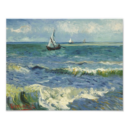 Vincent van Gogh - Seascape bij Les Saintes Foto Afdruk (Voorkant)