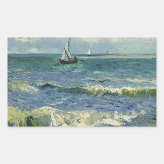 Vincent van Gogh - Seascape bij Les Saintes Rechthoekige Sticker (Voorkant)
