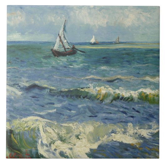 Vincent van Gogh - Seascape bij Les Saintes Tegeltje (Voorkant)