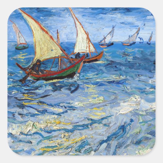 Vincent van Gogh - Seascape in Saintes-Maries Vierkante Sticker (Voorkant)