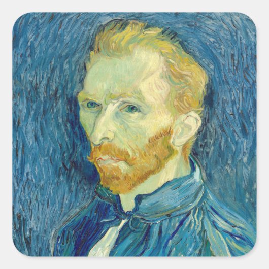Vincent Van Gogh Self Portrait 1889 Vierkante Sticker (Voorkant)