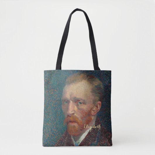 Vincent Van Gogh Self Portrait Art Monogrammed Tote Bag (Voorkant)