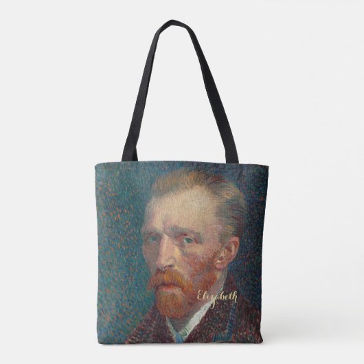 Vincent Van Gogh Self Portrait Art Monogrammed Tote Bag (Achterkant)