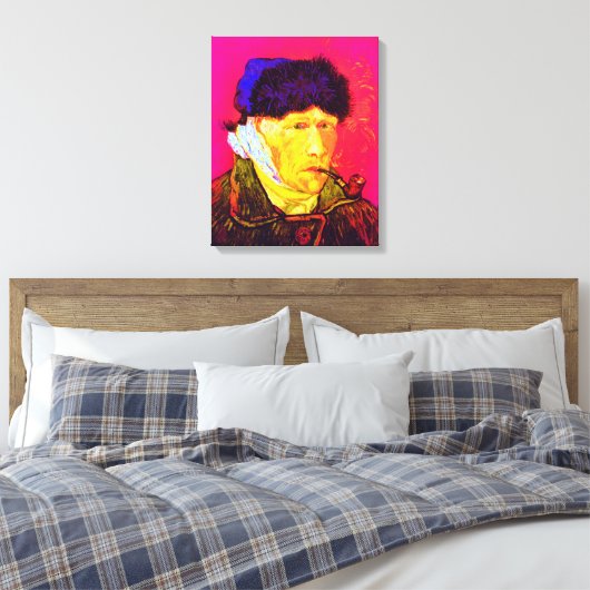 Vincent Van Gogh - Self Portrait Bandage Pop Art Canvas Afdruk (Insitu (Slaapkamer))