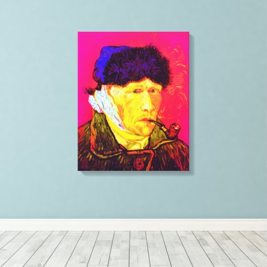 Vincent Van Gogh - Self Portrait Bandage Pop Art Canvas Afdruk (Insitu (Houten vloer))