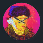 Vincent Van Gogh - Self Portrait Bandage Pop Art Grote Klok<br><div class="desc">Olie op het canvas vanaf 1889, dit zelfportret met het gekneusde oor van Van Gogh en zeer droevige ogen, werd een maand na zijn afbraak in december 1888 geschilderd toen hij zijn eigen oorlobe afsneed met een scheermes na een discussie met zijn roomaat Paul Gauguin. In tegenstelling tot vergelijkbare winkels,...</div>