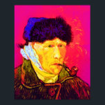 Vincent Van Gogh - Self Portrait Bandage Pop Art Poster<br><div class="desc">Olie op het canvas vanaf 1889, dit zelfportret met het gekneusde oor van Van Gogh en zeer droevige ogen, werd een maand na zijn afbraak in december 1888 geschilderd toen hij zijn eigen oorlobe afsneed met een scheermes na een discussie met zijn roomaat Paul Gauguin. In tegenstelling tot vergelijkbare winkels,...</div>
