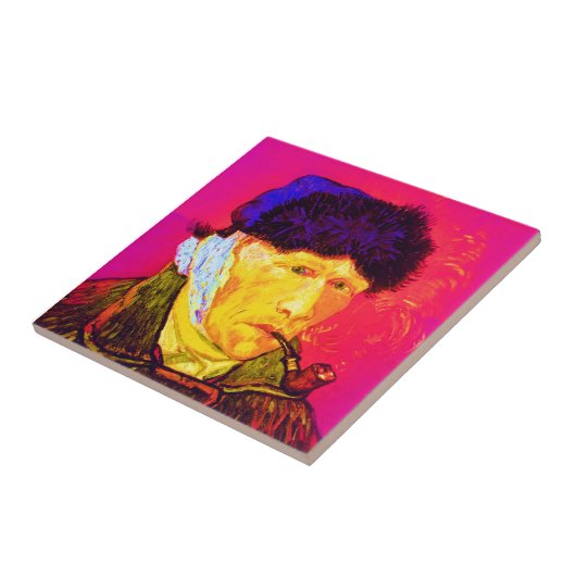 Vincent Van Gogh - Self Portrait Bandage Pop Art Tegeltje (Zijkant)