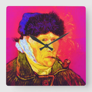 Vincent Van Gogh - Self Portrait Bandage Pop Art Vierkante Klok