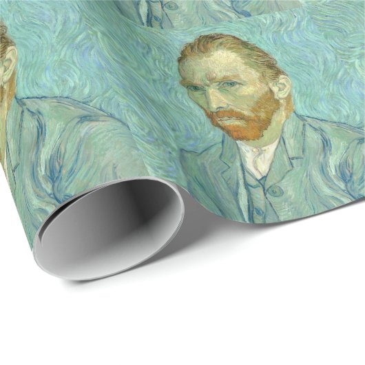Vincent Van Gogh Self Portrait Blue Background Cadeaupapier (Rol Hoek)