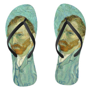 Vincent Van Gogh Self Portrait Blue Background Teenslippers