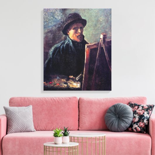 Vincent Van Gogh - Self Portrait Dark Felt Pet Canvas Afdruk (Insitu (Woonkamer))