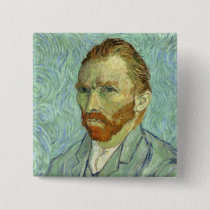 Vincent Van Gogh Self Portrait Fine Art Painting Vierkante Button 5,1 Cm