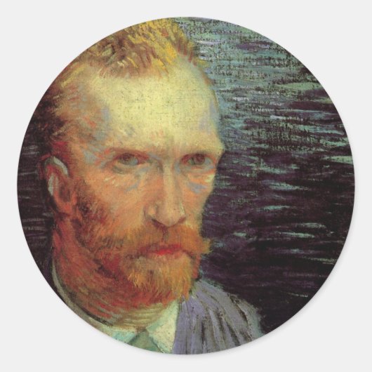 Vincent van Gogh Self Portrait,  Fine Art Ronde Sticker (Voorkant)