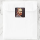 Vincent van Gogh Self Portrait,  Fine Art Vierkante Sticker (Tas)