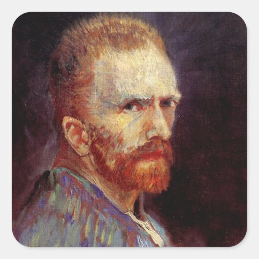 Vincent van Gogh Self Portrait,  Fine Art Vierkante Sticker (Voorkant)