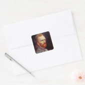 Vincent van Gogh Self Portrait,  Fine Art Vierkante Sticker (Envelop)