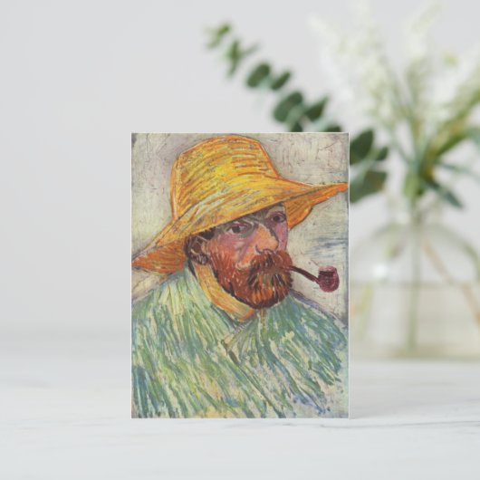 Vincent Van Gogh Self Portrait Pipe Briefkaart (Staand voorkant)