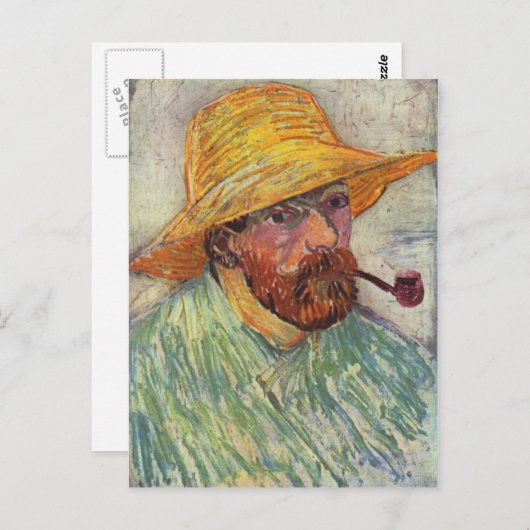 Vincent Van Gogh Self Portrait Pipe Briefkaart (Voorkant / Achterkant)