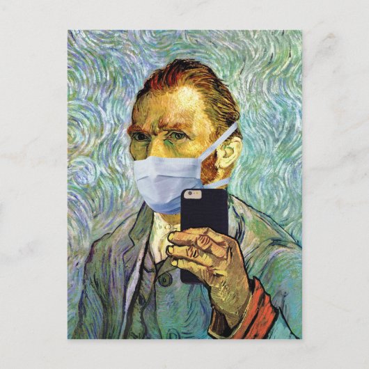 Vincent Van Gogh Self Portrait Selfie met masker Briefkaart (Voorkant)