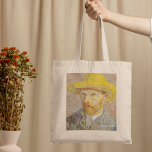 Vincent Van Gogh Self Portrait Straw Pet Custom Tote Bag<br><div class="desc">Vincent Van Gogh Self Portret met een Pet. Een prachtig impressionistisch kunstschilderij van de beroemde kunstenaar Van Gogh over een prachtig kunstwerk van impressionisme.</div>