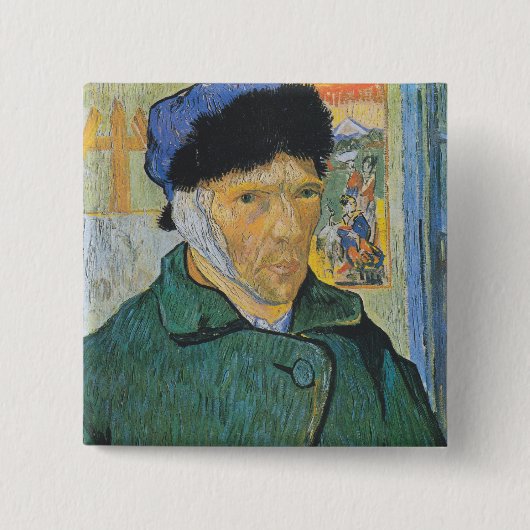 Vincent Van Gogh - Self Portrait Vierkante Button 5,1 Cm (Voorkant)