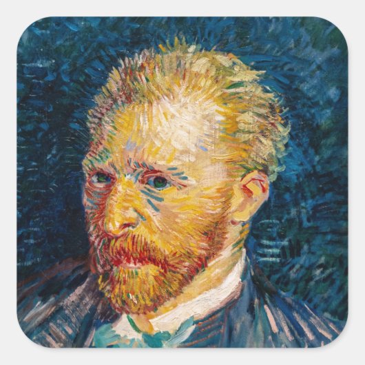 Vincent Van Gogh - Self-Portrait Vierkante Sticker (Voorkant)