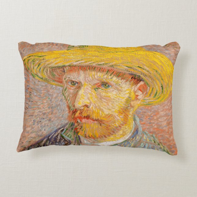 Vincent Van Gogh Self Portret impressionist verf Accent Kussen (Achterkant)