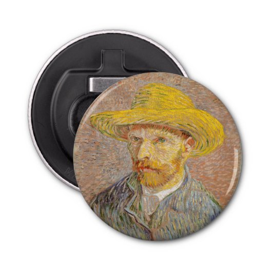 Vincent Van Gogh Self Portret impressionist verf Button Flesopener (Voorkant)