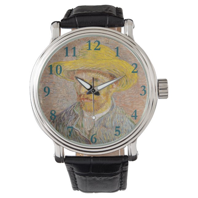 Vincent Van Gogh Self Portret impressionist verf Horloge (Voorkant)