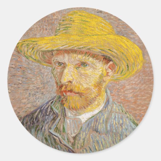 Vincent Van Gogh Self Portret impressionist verf Ronde Sticker (Voorkant)