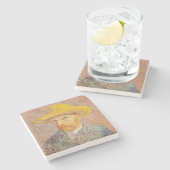 Vincent Van Gogh Self Portret impressionist verf Stenen Onderzetter (Zijkant)