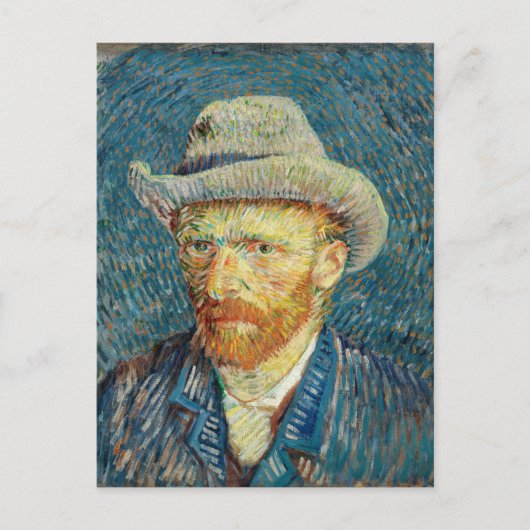 Vincent Van Gogh Self Portret met grijs vilt Pet Briefkaart (Voorkant)