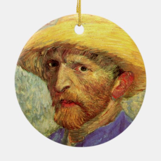 Vincent van Gogh Self Portret met Pet Keramisch Ornament (Achterkant)