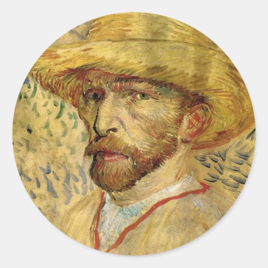 Vincent van Gogh Self Portret met Pet Ronde Sticker (Voorkant)