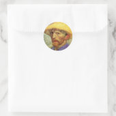 Vincent van Gogh Self Portret met Pet Ronde Sticker (Tas)