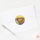 Vincent van Gogh Self Portret met Pet Ronde Sticker (Envelop)