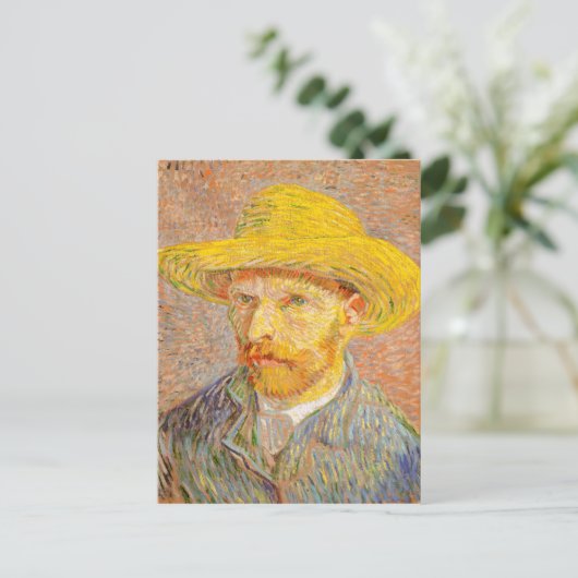Vincent Van Gogh Self Portret met Strw Pet Art Briefkaart (Staand voorkant)