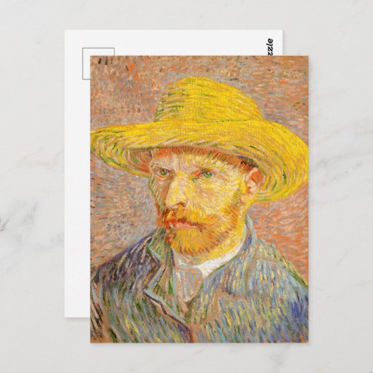 Vincent Van Gogh Self Portret met Strw Pet Art Briefkaart (Voorkant / Achterkant)
