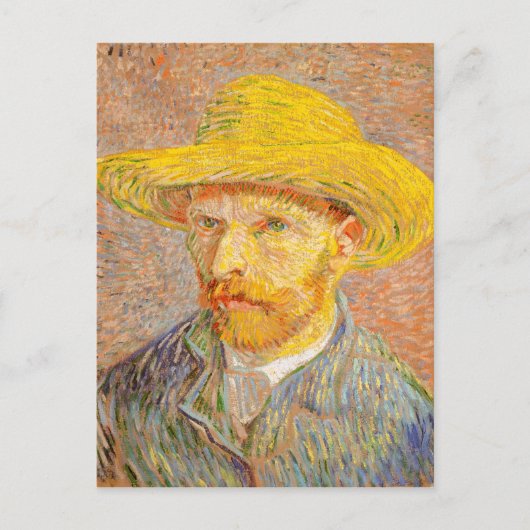 Vincent Van Gogh Self Portret met Strw Pet Art Briefkaart (Voorkant)