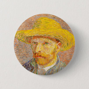 Vincent Van Gogh Self Portret met Strw Pet Art Ronde Button 5,7 Cm