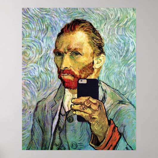 Vincent Van Gogh Selfie Cellphone Self Portret Poster (Voorkant)