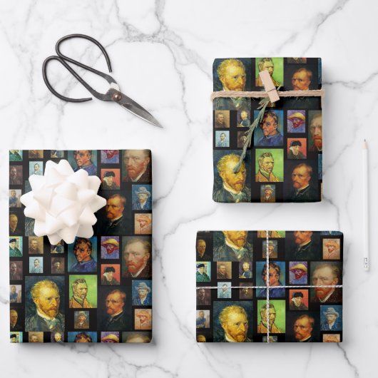Vincent van Gogh Selfies Collage Cadeau Inpakpapier Vel (Voorkant)