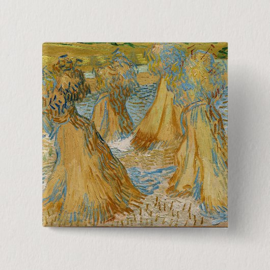 Vincent van Gogh - Sheaves of Wheat Vierkante Button 5,1 Cm (Voorkant)