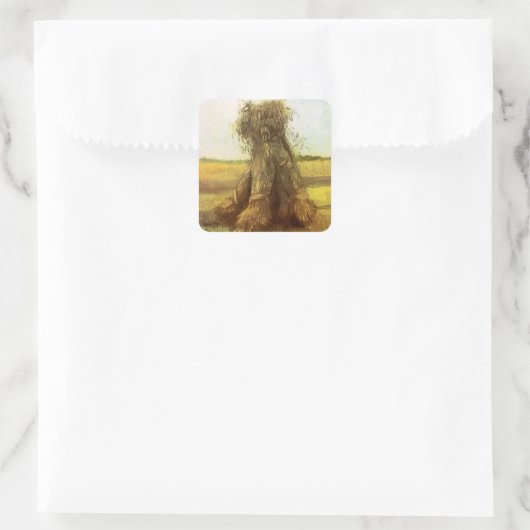 Vincent van Gogh - Sheaves of Wheat Vierkante Sticker (Tas)