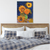 Vincent van Gogh Six Sunflower Fine Art GalleryHD Canvas Afdruk (Insitu (Slaapkamer))