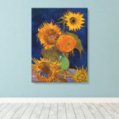 Vincent van Gogh Six Sunflower Fine Art GalleryHD Canvas Afdruk (Insitu (Houten vloer))